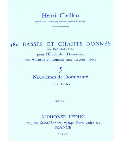 LEDUC CHALLAN H. - 380 BASSES ET CHANTS DONNES VOL.5A (ACCORDS DE LA 9EME DOMINANTE) - TEXTES 