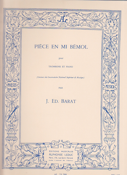 LEDUC BARAT - PIECE EN MI BEMOL POUR TROMBONE & PIANO