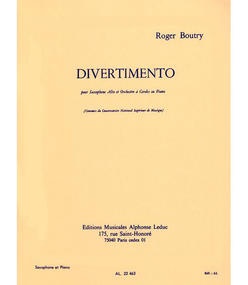 LEDUC Boutry Roger - Divertimento - Saxophone & Piano