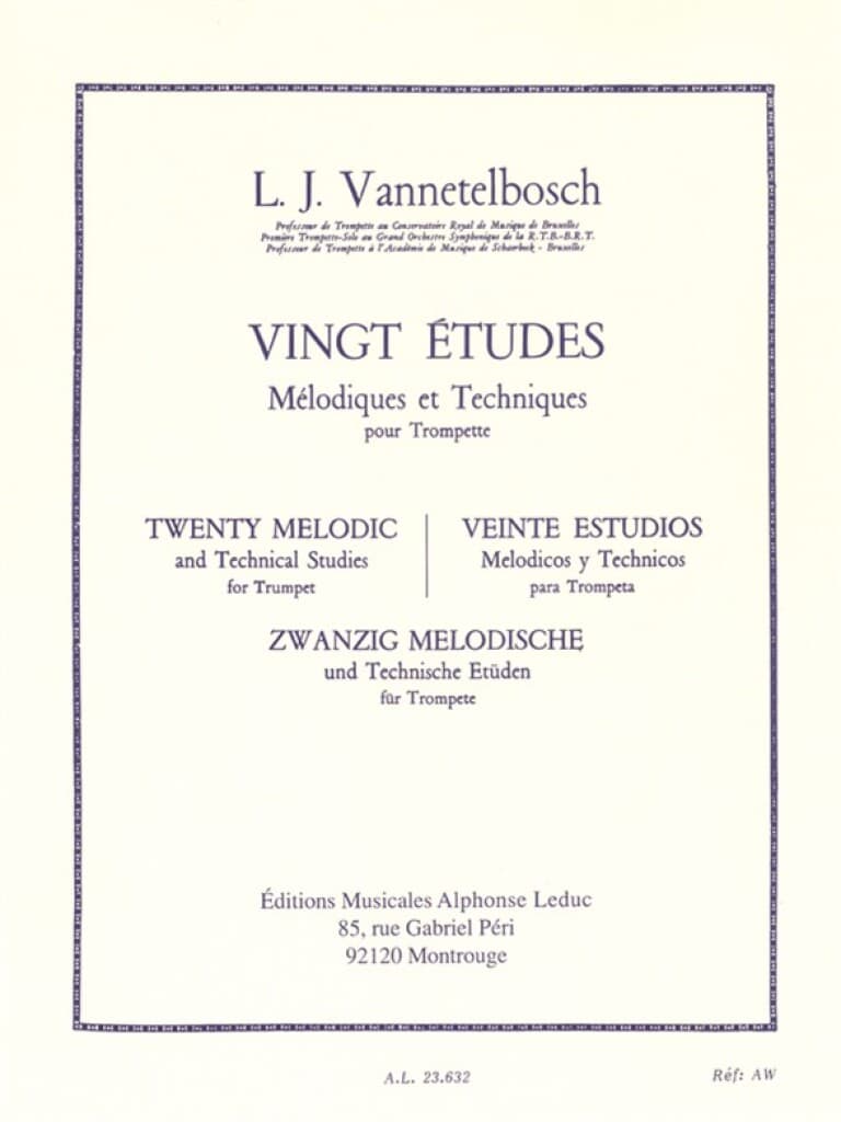 LEDUC VANNETELBOSCH LOUIS JULIEN - 20 ETUDES MELODIQUES ET TECHNIQUES - TROMPETTE