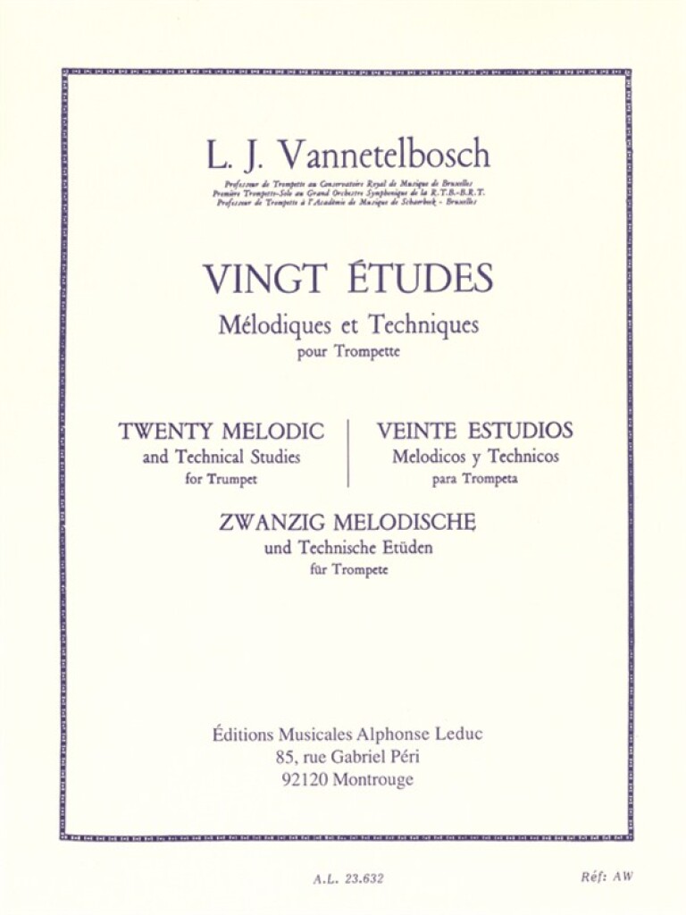 LEDUC Vannetelbosch Louis Julien - 20 Etudes Melodiques et Techniques - Trompette