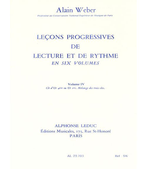 LEDUC WEBER A. - LEÇONS PROGRESSIVES DE LECTURE ET DE RYTHME VOL.4