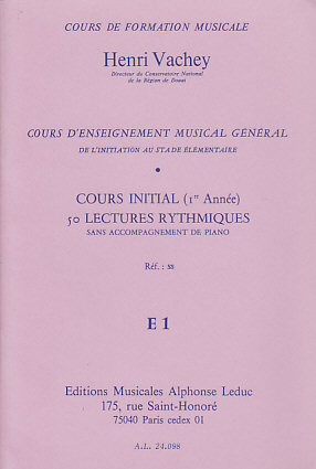 LEDUC VACHEY HENRI - 50 LECTURES RYTHMIQUES E1 NIVEAU DEBUTANT ELEVE