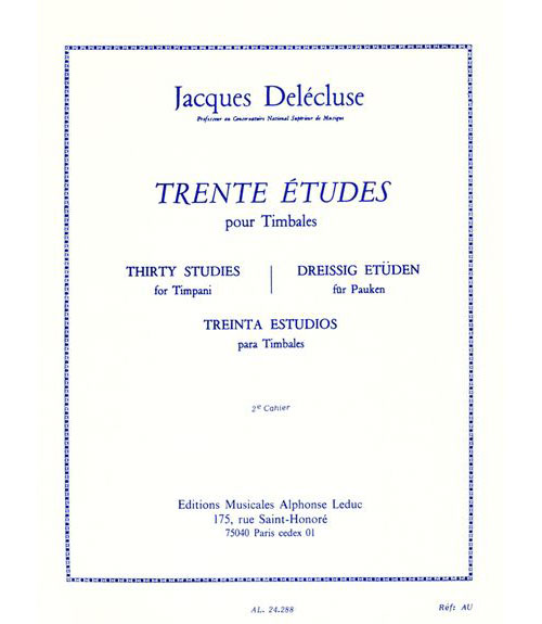LEDUC DELECLUSE JACQUES - TRENTE ETUDES POUR TIMBALES CAHIER 2