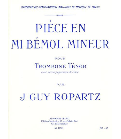 LEDUC ROPARTZ J. G. - PIECE EN MIB MINEUR - TROMBONE ET PIANO