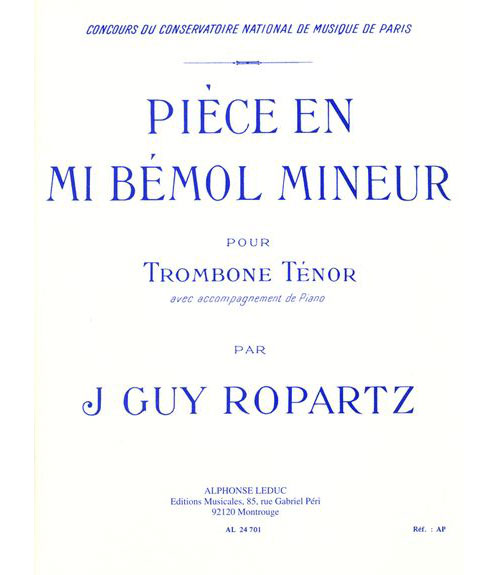 LEDUC Ropartz J. G. - Piece En Mib Mineur - Trombone et Piano