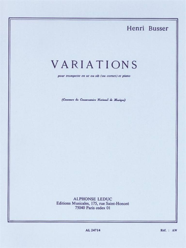 LEDUC BUSSER HENRI - VARIATIONS OP.53 - TROMPETTE & PIANO