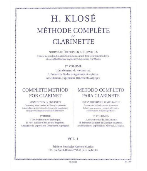 LEDUC Méthode Complète De Clarinette Vol.1 - Klosé