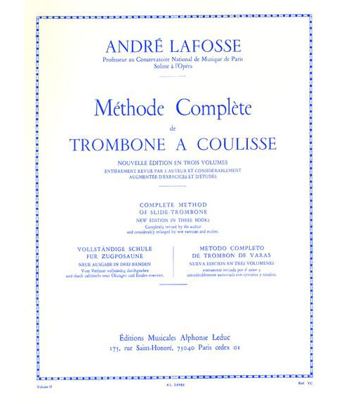 LEDUC LAFOSSE ANDRE - METHODE COMPLETE DE TROMBONE A COULISSE VOL.2