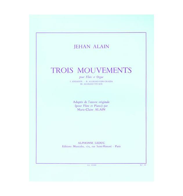 LEDUC Alain Jehan - Trois Mouvements - Flûte / Orgue