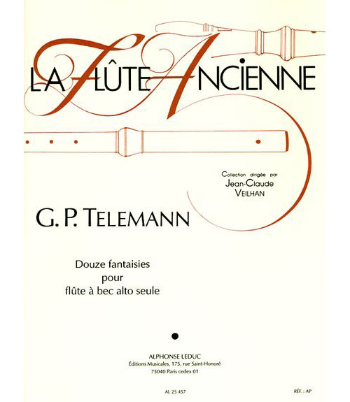 LEDUC TELEMANN G. PH. - 12 FANTAISIES - FLUTE A BEC ALTO SEULE