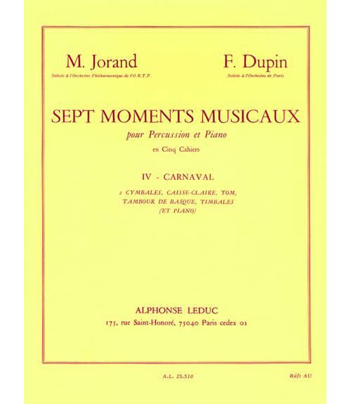 LEDUC JORAND/DUPIN:7 MOMENTS MUSICAUX VOL.4.PERCUSSION/PIANO