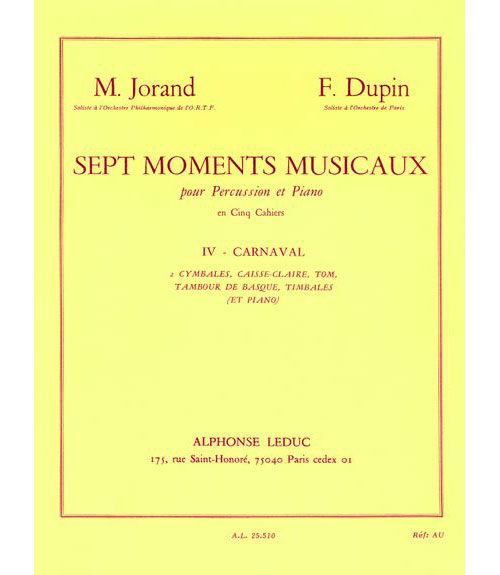 LEDUC Jorand/dupin:7 Moments Musicaux Vol.4.percussion/piano