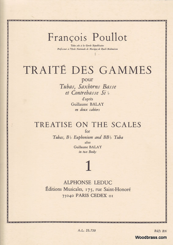 LEDUC POULLOT F. - TRAITE DES GAMMES D'APRES BALAY VOL.1 - TUBA - SAXHORNS BASSES 