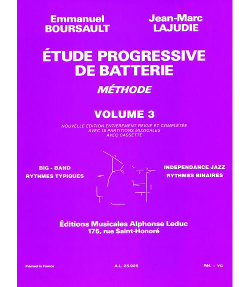 LEDUC BOURSAULT/LAJUDIE - ETUDE PROGRESSIVE DE BATTERIE VOL.3