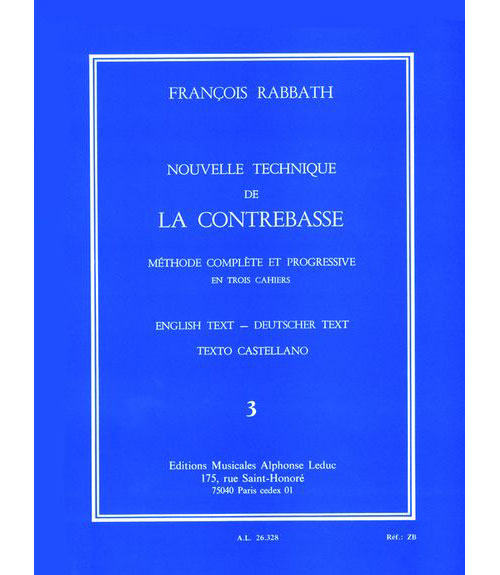 LEDUC Rabbath Francois - Nouvelle Technique De La Contrebasse Vol.3