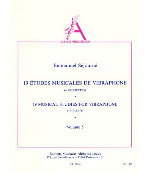 LEDUC SEJOURNE - 19 ETUDES MUSICALES DE VIBRAPHONE (4 BAGUETTES)VOL.5