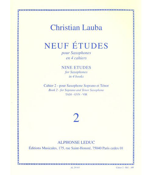 LEDUC Lauba Christian - Neuf Etudes Pour Saxophone - Cahier 2