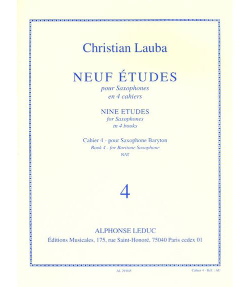 LEDUC LAUBA CHRISTIAN - NEUF ETUDES POUR SAXOPHONE - CAHIER 4