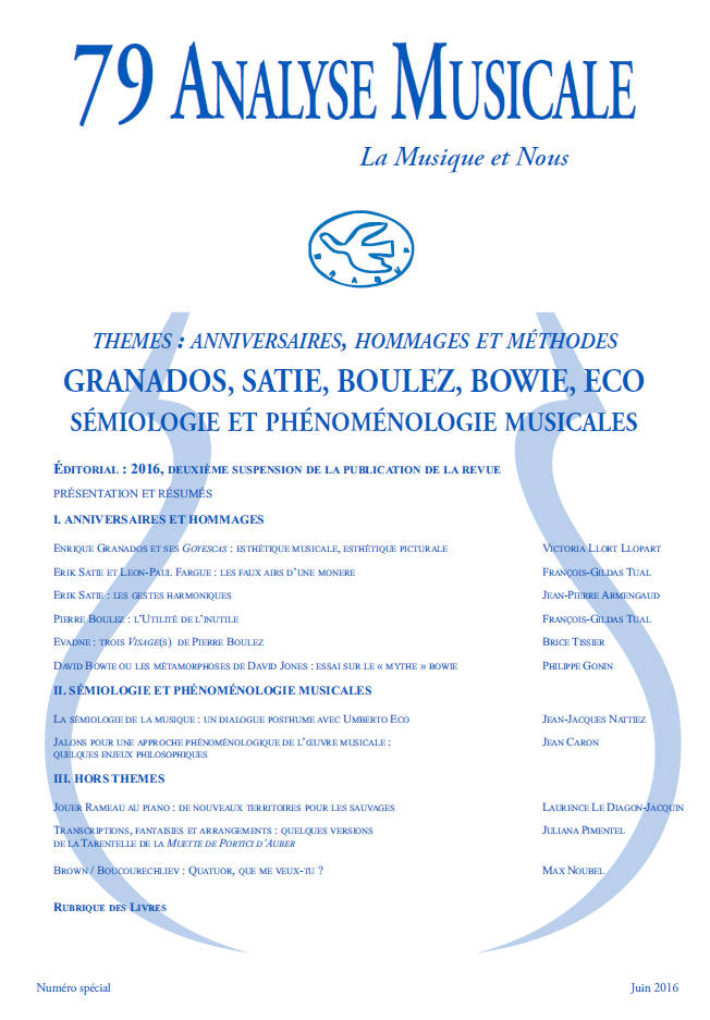 REVUE ANALYSE MUSICALE ANALYSE MUSICALE N°79