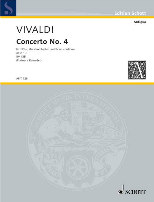 SCHOTT VIVALDI ANTONIO - CONCERTO NO 4 G MAJOR OP 10/4 RV 435/PV 104 - PARTIE D'ALTO