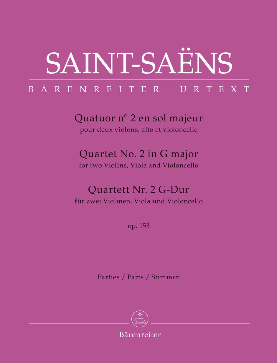 BARENREITER SAINT-SAENS CAMILLE - QUATUOR N°2 EN SOL MAJEUR OP.153 - PARTIES 