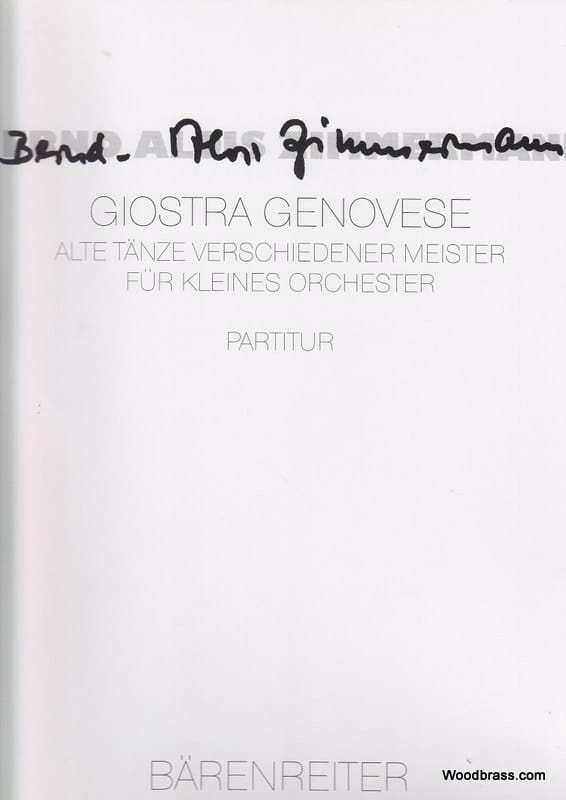 BARENREITER ZIMMERMANN B.A. - GIOSTRA GENOVESE - CONDUCTEUR