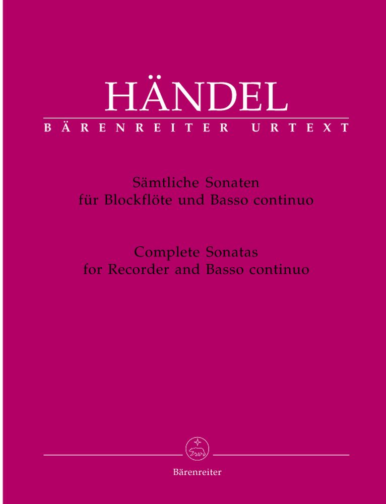 BARENREITER Haendel G.F. - Samtliche Sonaten - Flute A Bec, Basse Continue