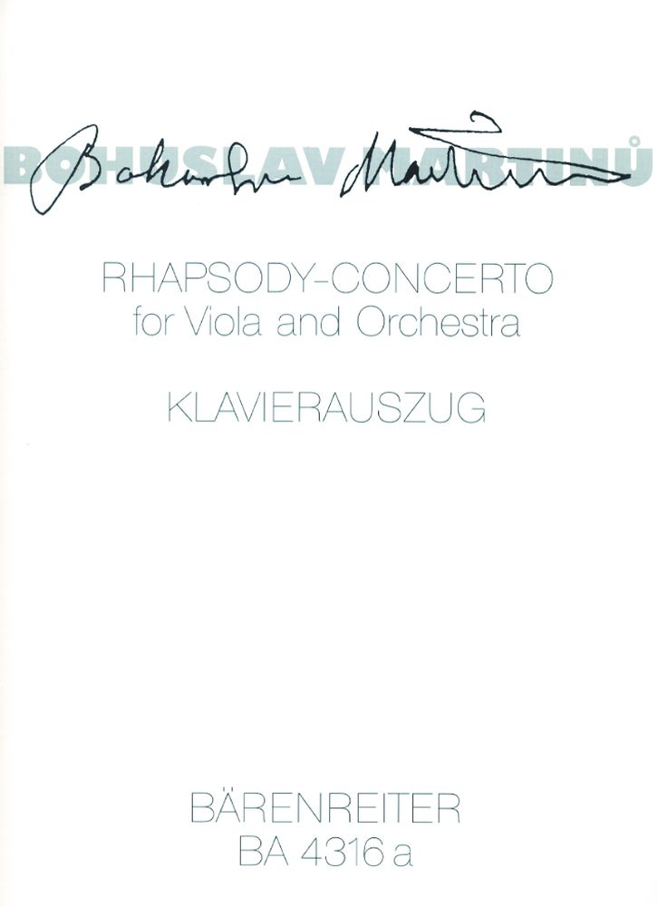 BARENREITER MARTINU BOHUSLAV - RHAPSODY CONCERTO - VIOLA, PIANO