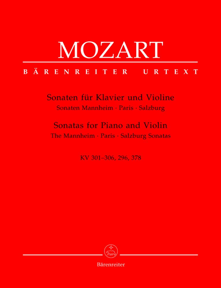 BARENREITER MOZART W.A. - SONATAS MANNHEIM, PARIS, SALZBURG KV 301-306, 296, 378 - VIOLIN, PIAN0