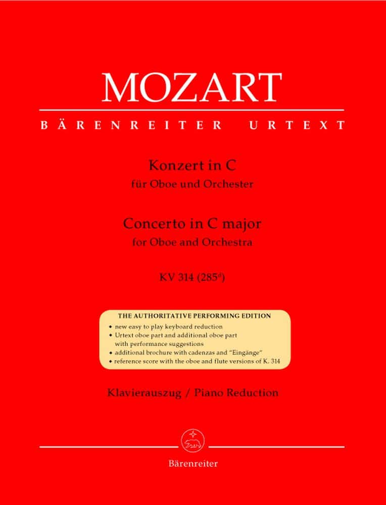 BARENREITER MOZART W.A. - CONCERTO EN DO MAJEUR KV 314 (285D) - HAUTBOIS, PIANO