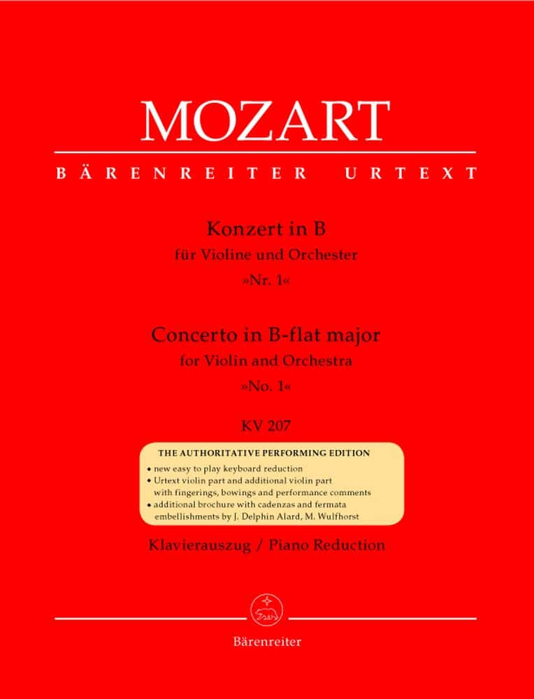 BARENREITER MOZART W.A. - CONCERTO N°1 EN SIB MAJEUR KV 207 - VIOLON, PIANO