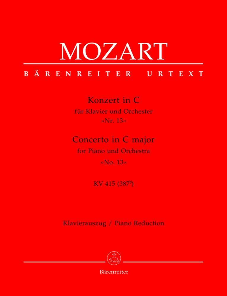 BARENREITER MOZART W.A. - CONCERTO IN C MAJOR FOR PIANO AND ORCHESTRA N°13 KV 415 - PIANO REDUCTION