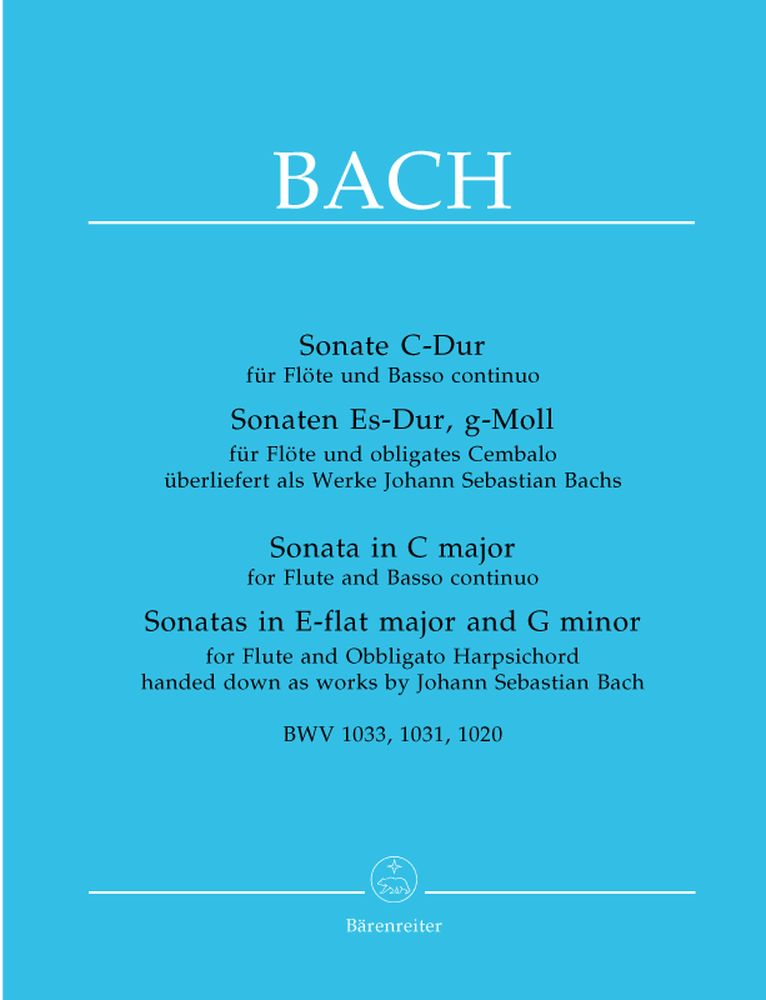 BARENREITER BACH J.S. - SONATE C-DUR - SONATAS IN ES-DUR MAJOR AND G-MOLL - FLUTE, BASSO CONTINUO, PIANO