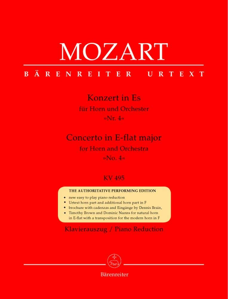 BARENREITER MOZART W.A. - CONCERTO N°4 EN MIB MAJEUR KV 495 - COR, PIANO