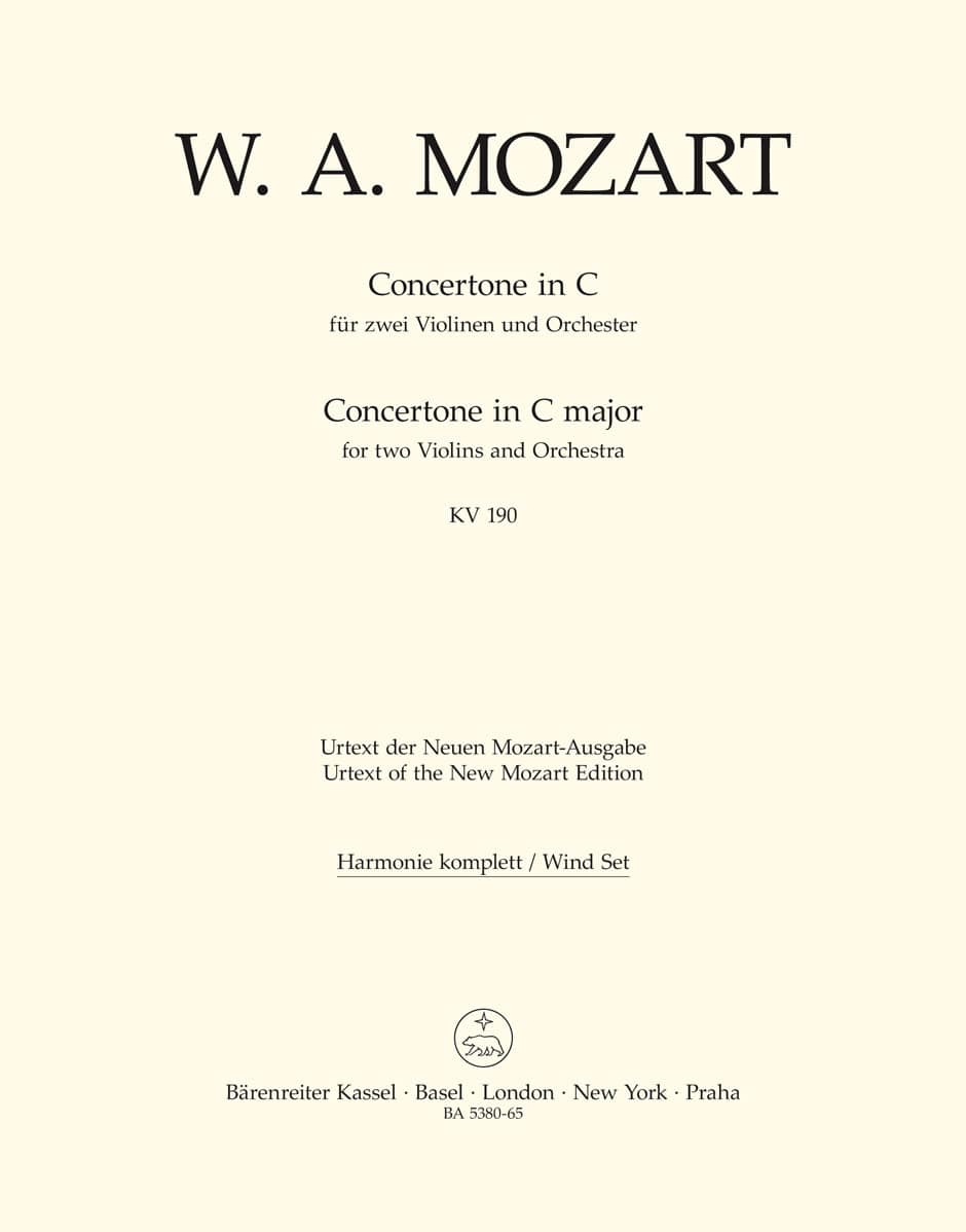 BARENREITER MOZART W.A. - CONCERTONE FOR TWO VIOLINS & ORCHESTRA KV 190 - WIND SET