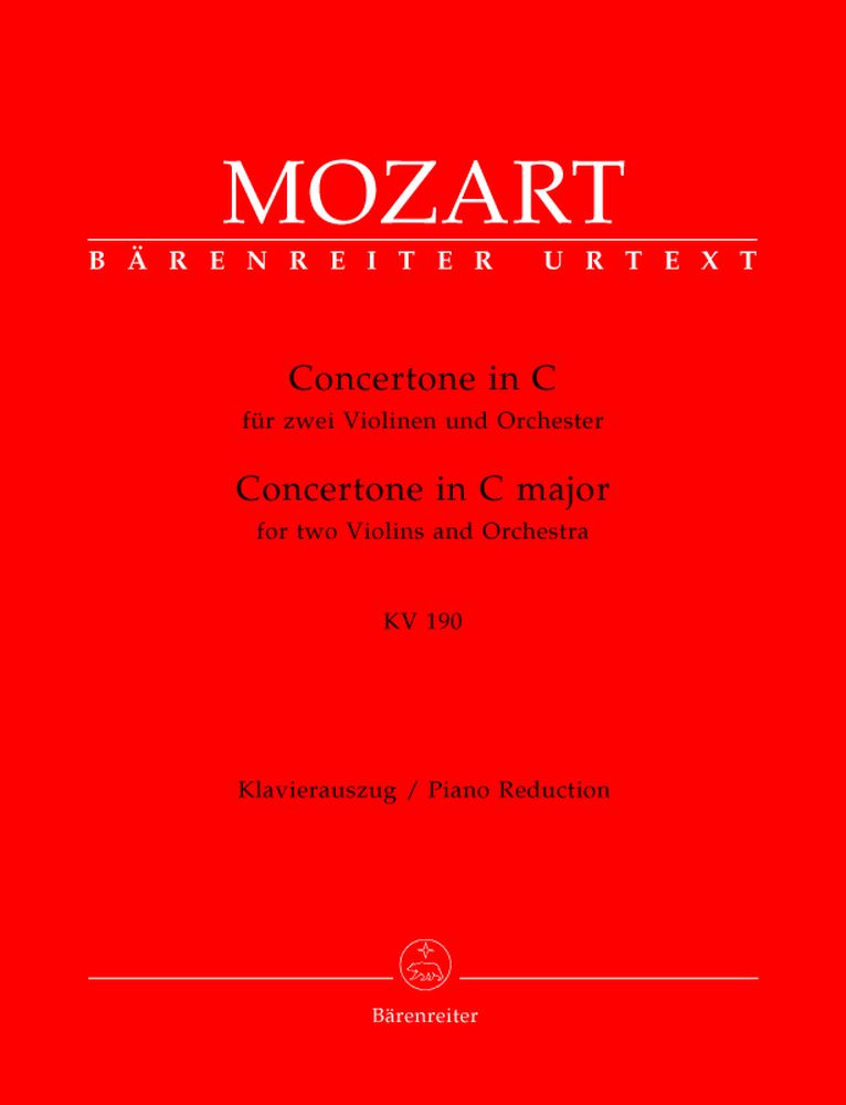 BARENREITER MOZART W.A. - CONCERTONE IN C MAJOR FOR 2 VIOLINS AND ORCHESTRA KV 190(166B,KV6:186)