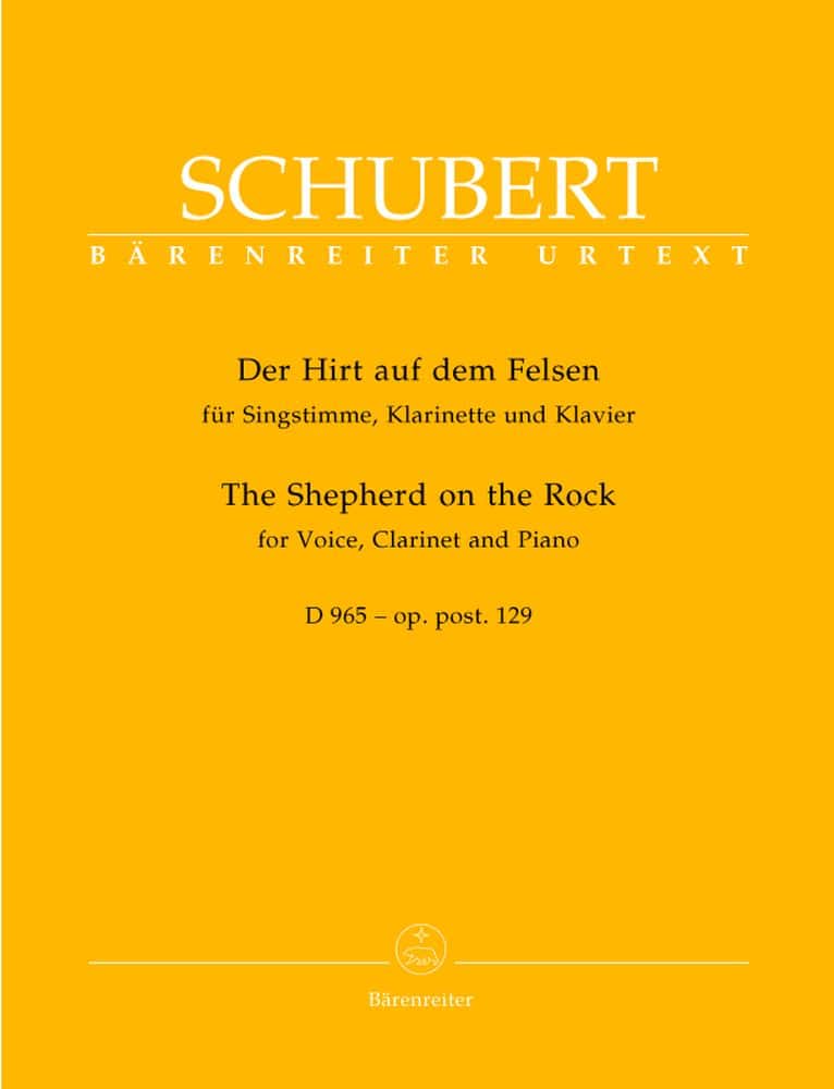 BARENREITER SCHUBERT FRANZ - LE PATRE SUR LE ROCHER D965 OP. POST. 129 - VOIX, CLARINETTE, PIANO