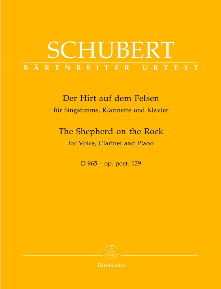 BARENREITER Schubert Franz - Le Patre Sur Le Rocher D965 Op. Post. 129 - Voix, Clarinette, Piano