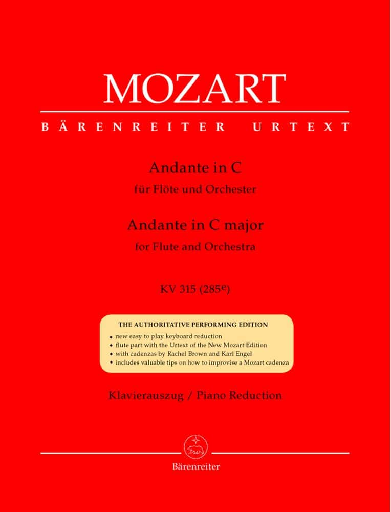 BARENREITER MOZART W.A. - ANDANTE EN DO MAJEUR KV 315 (285E) - FLUTE, PIANO