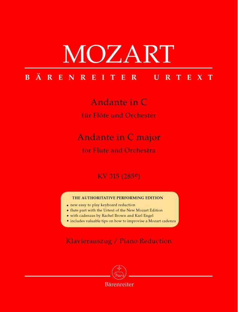 BARENREITER Moz W.A. - Ande En Do Majeur Kv 315 (285E) - Flute, Piano