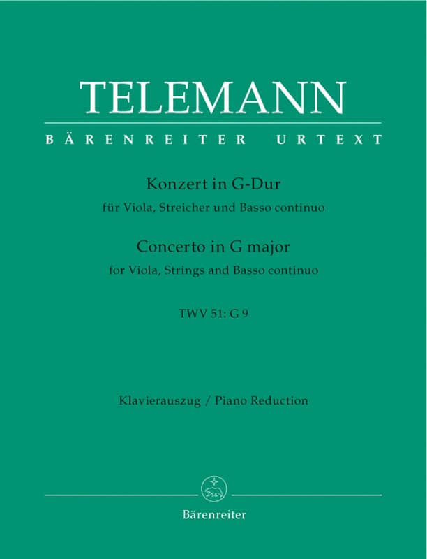 BARENREITER TELEMANN - CONCERTO SOL MAJEUR TWV 51: G9 