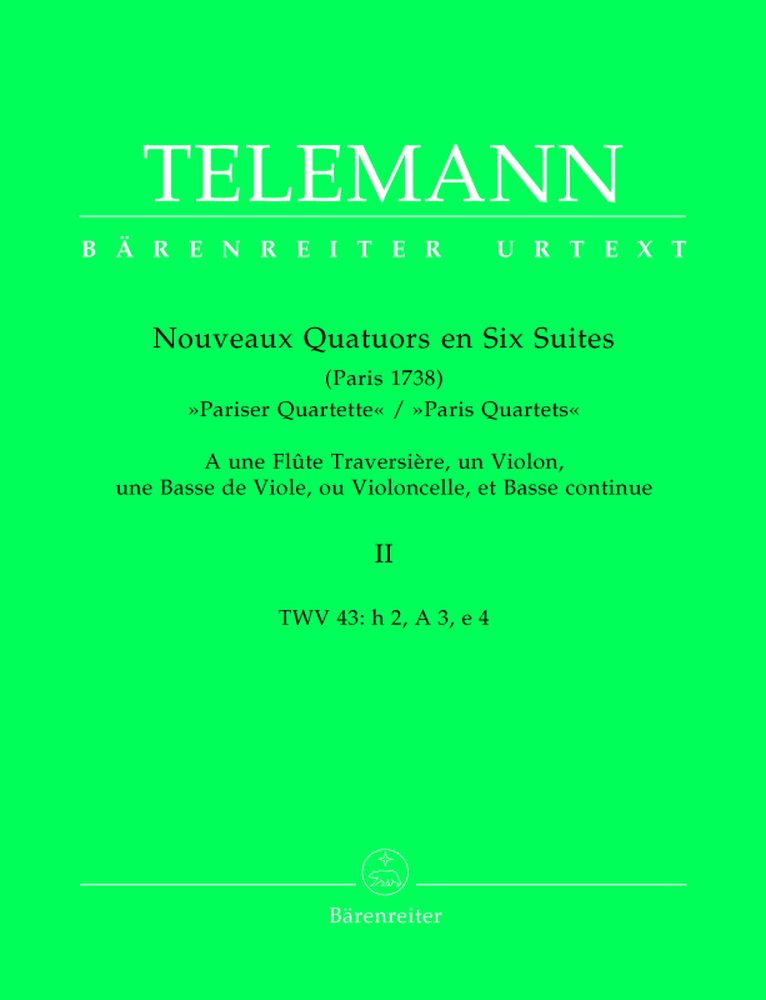 BARENREITER Telemann G.P. - Nouveaux Quatuors En 6 Suites Paris Quets Vol.2 - Flute, Violon, Viole De Gambe