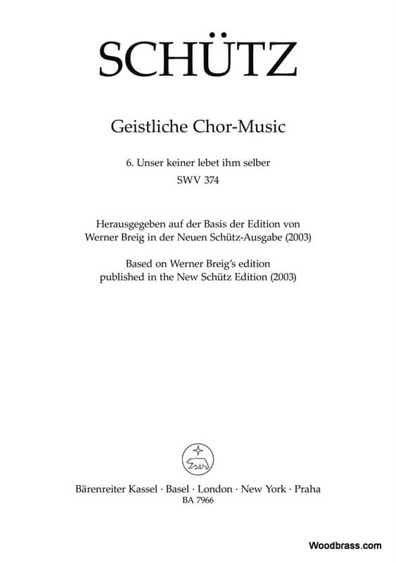 BARENREITER SCHUTZ H. - UNSER KEINER LEBET IHM SELBER SWV 374