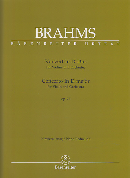 BARENREITER Brahms J. - Konzert In D-Dur Op. 77 - Violon, Piano