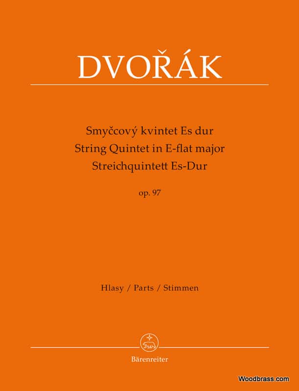 BARENREITER DVORAK A. - STRING QUINTET IN E-FLAT MAJOR OP.97 - PARTIES SEPAREES