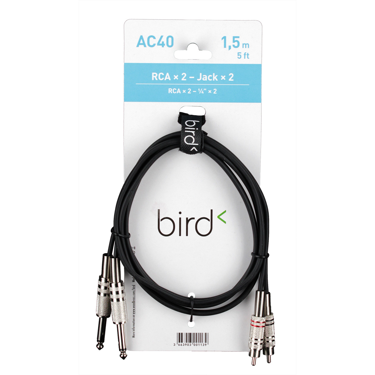 Eagletone Ac40 2 Rca / 2 Jack Male 1,5m Câbles Audios / RCA