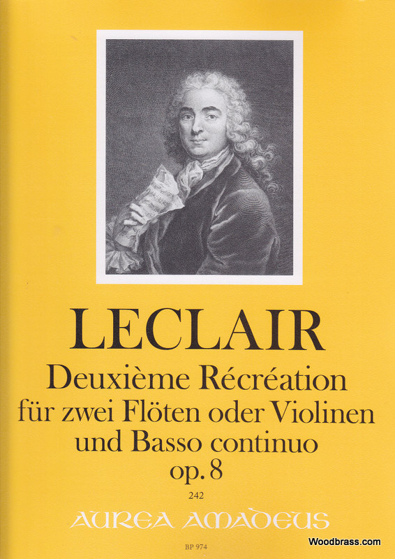 LECLAIR L'AINE J.M. - DEUXIEME RECREATION OP. 8 - 2 FLUTES (2 VIOLONS) ET BC