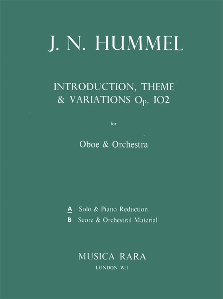 EDITION BREITKOPF Hummel J.N. - Introduktion,Thema U.Variation - Hautbois, Piano