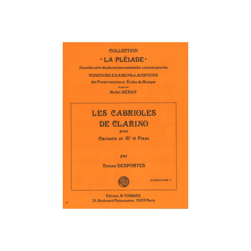 COMBRE DESPORTES YVONNE - LES CABRIOLES DE CLARINO - CLARINETTE ET PIANO